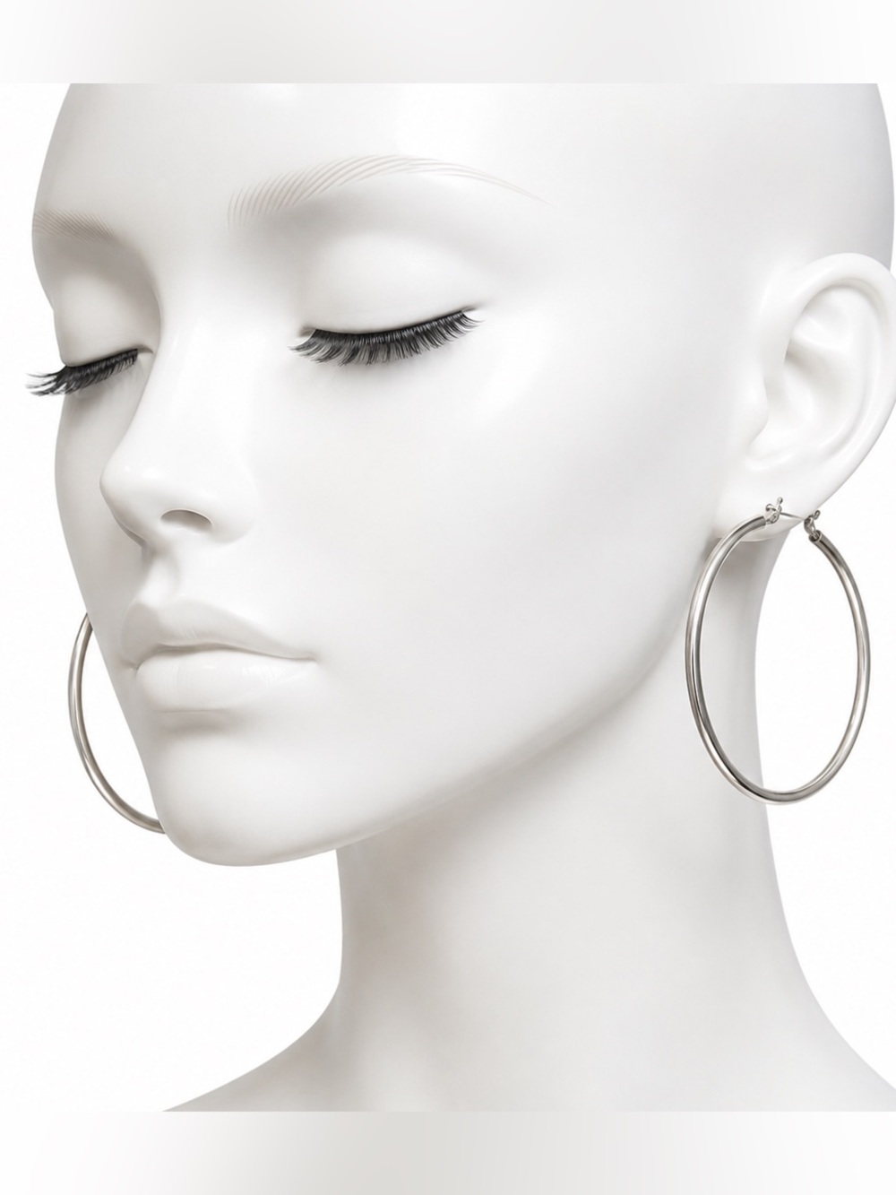 Chic Silver Hoop Earrings - Picture 2 of 2